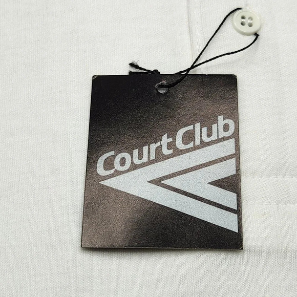 Vintage Court Club White Tennis Shirt  Mens Large - Picture 6 of 11